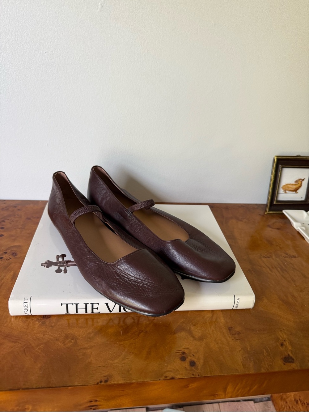 Chocolate brown Mary Jane style leather ballet flats size 9